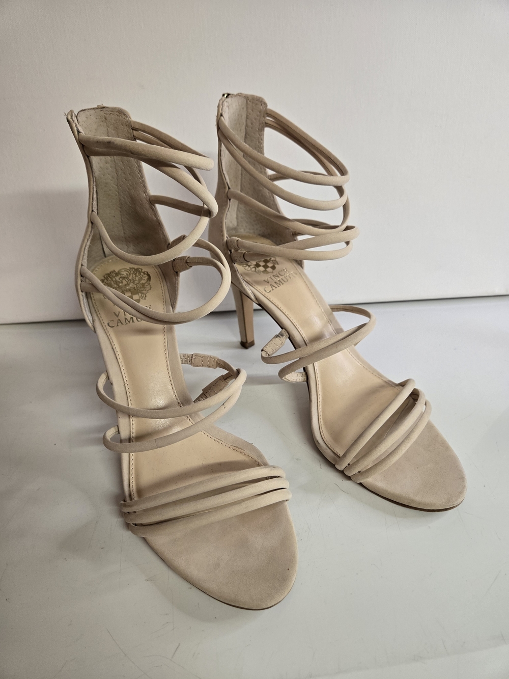 Vince Camuto Nude Multi-Strap Stiletto Sandals